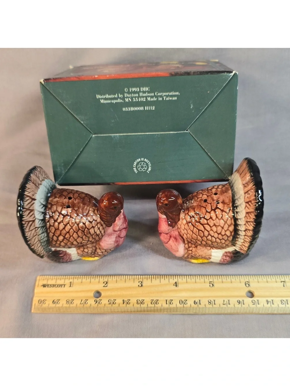 Vintage Turkey Salt And Pepper Shakers 1993 Dayton Hudson Ceramic 90s Boxed